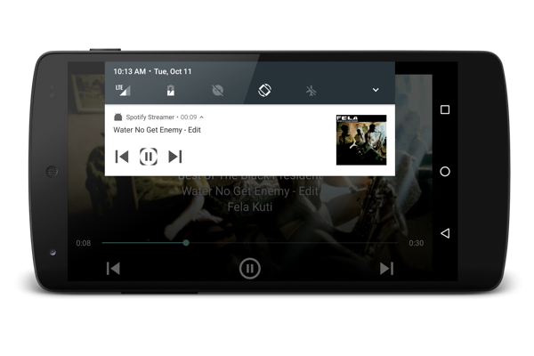 Showing audio playback in the notification bar.